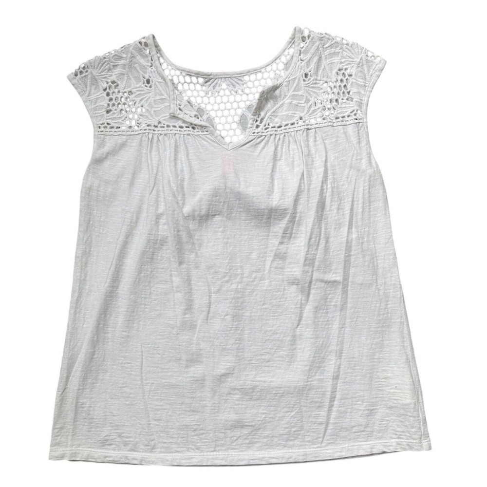 Lilly‎ Pulitzer Women's XS White Sleeveless Top Crochet Lace Yoke V Neck